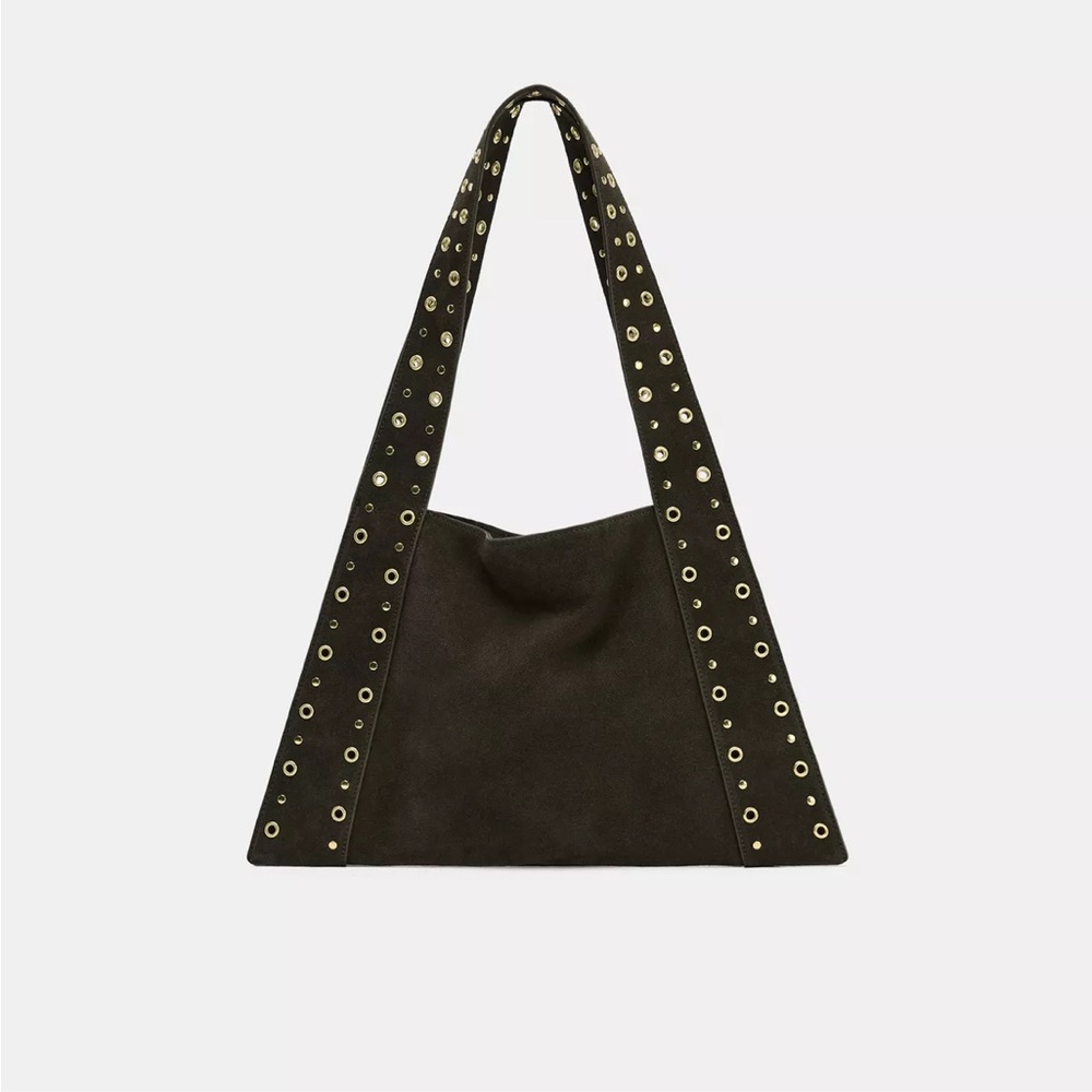 ZARA suede studded shoulder bag
